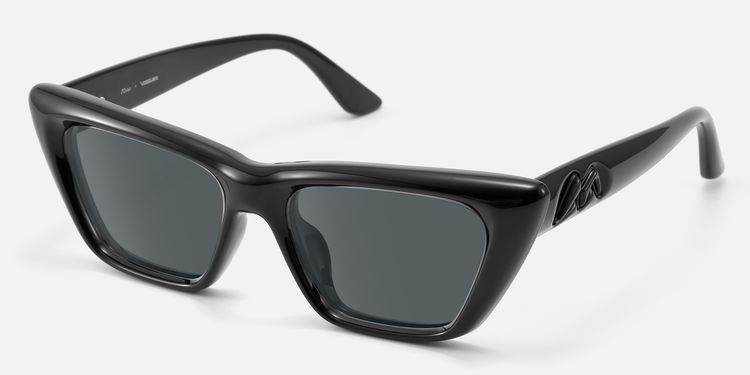 Meguro - Black Inflated Cat-Eye Tinted Sunglasses by Vooglam