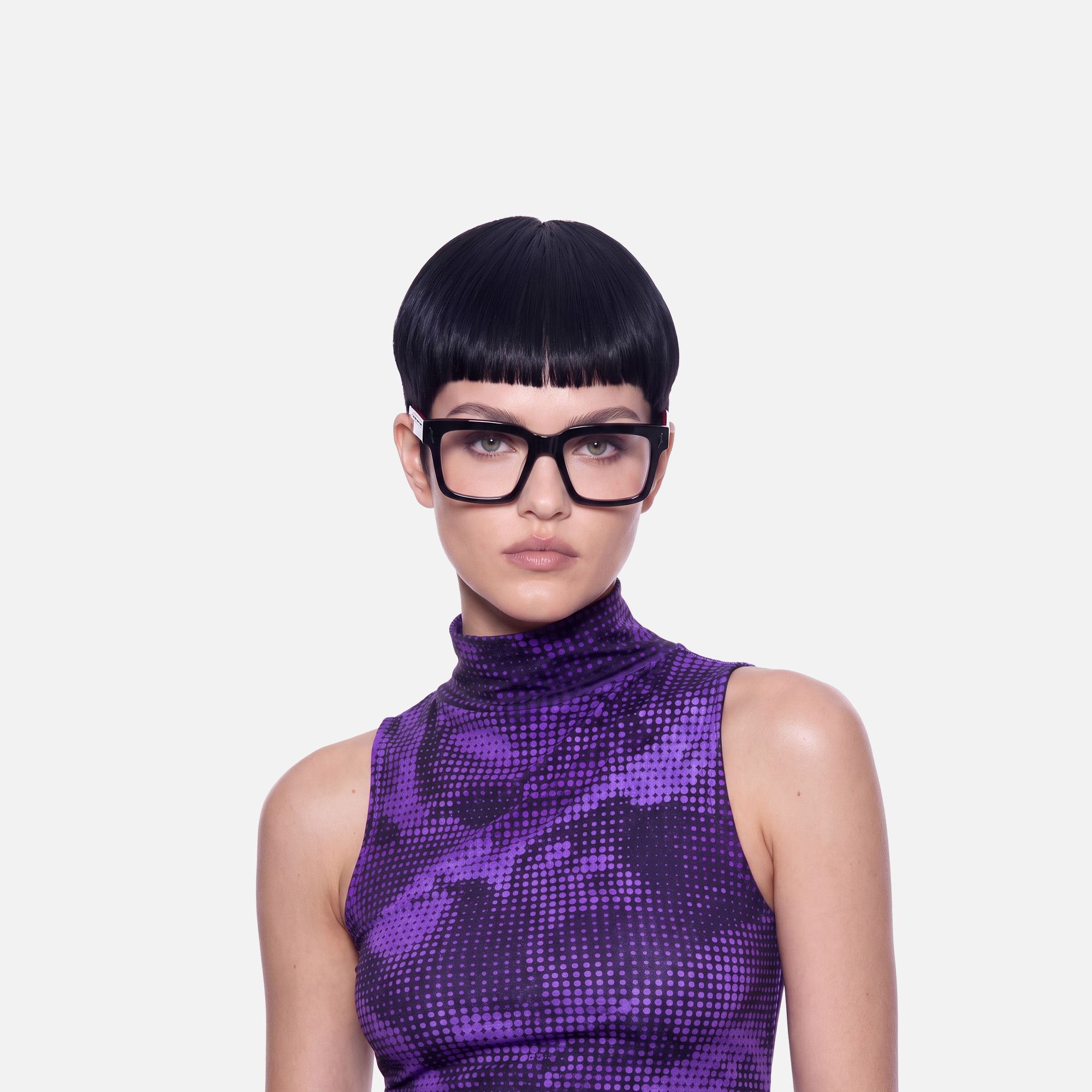 Razor - Thick Acetate Black Glasses by Vooglam - On Model
