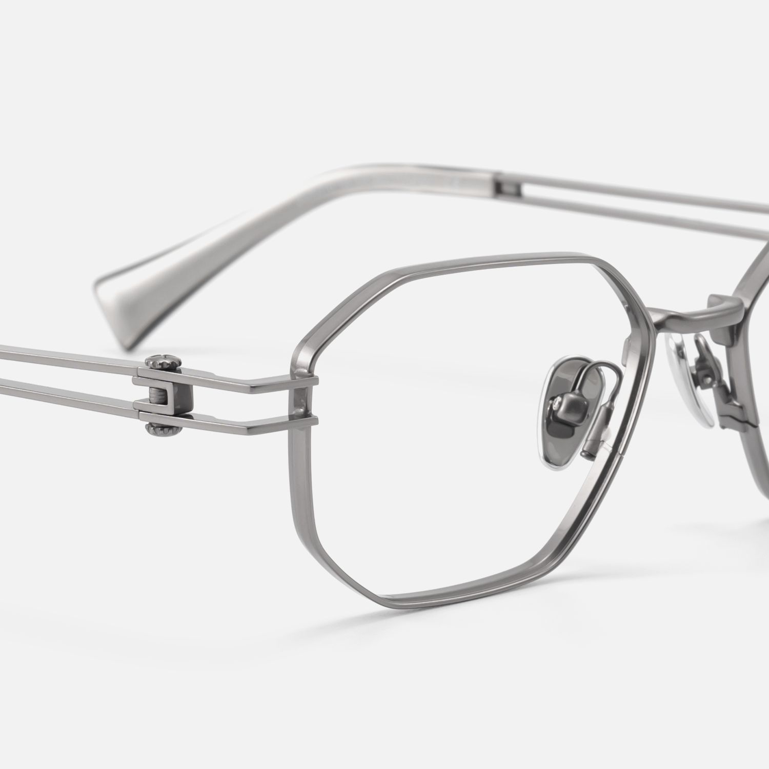 Loos-Pearl Gray Double Wire Light Polygonal Glasses by Vooglam - Design Details