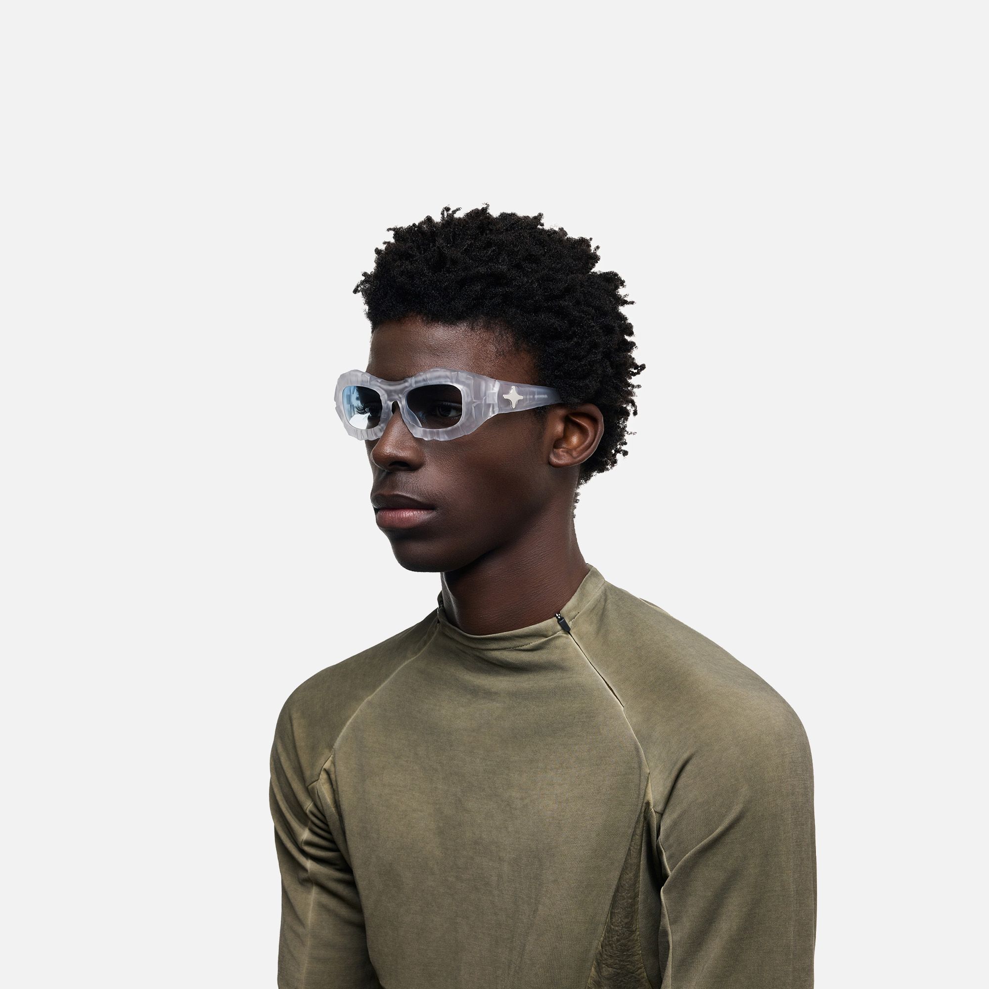 The Geologist - Blue Gradient Marble Sunglasses by Vooglam - Model Side Profile