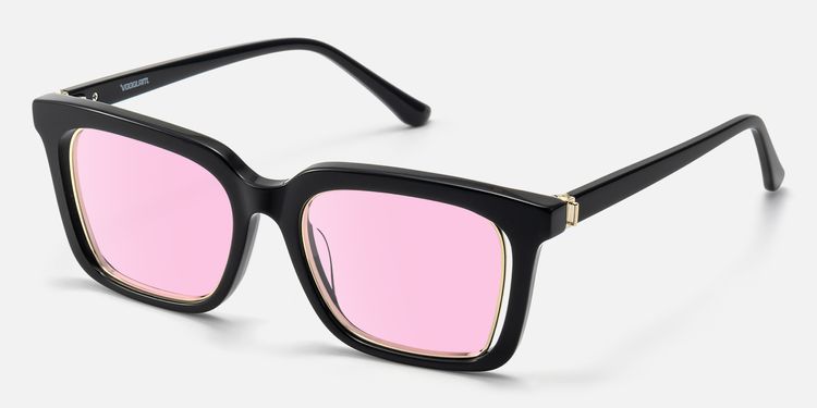 Chaparral - Red Tint Rectangle Black Sunglasses by Vooglam