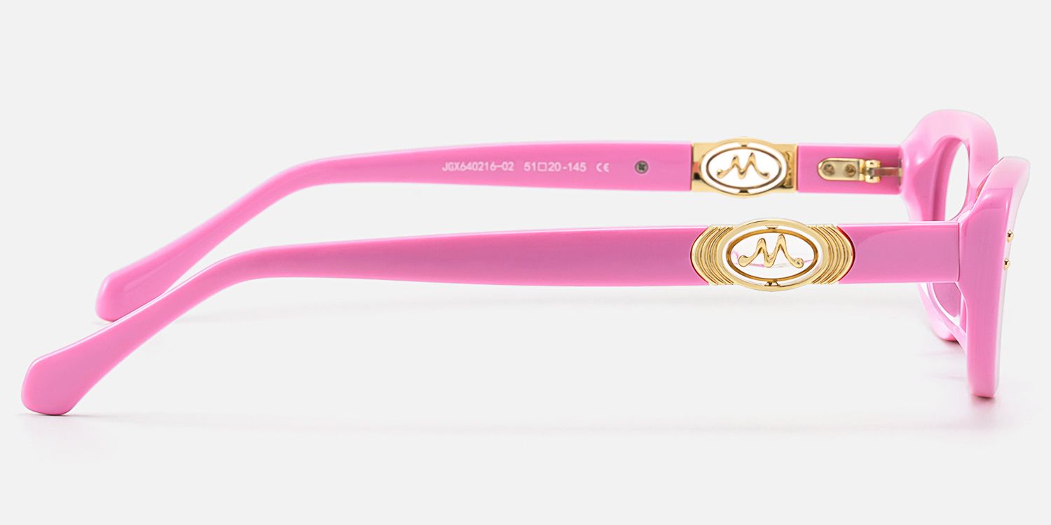 Ginza - Pink Acetate Narrow Cat Eye Rave Glasses by Vooglam - Side View
