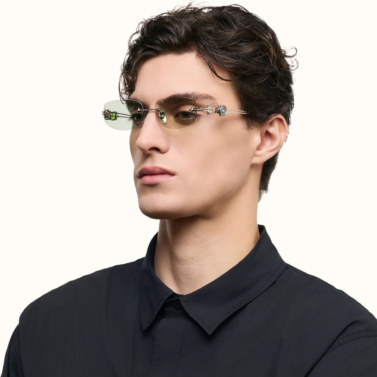 The Utilitarian - Asymmetric Green Tint Sunglasses by Vooglam - Image 6