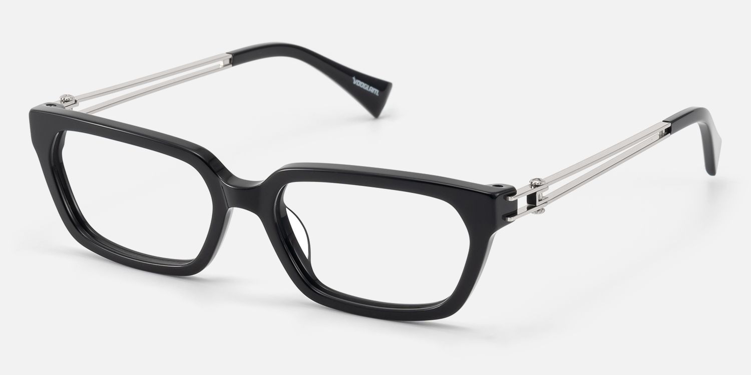 Scarpa - Black Double Wire Acetate Glasses by Vooglam - Front View
