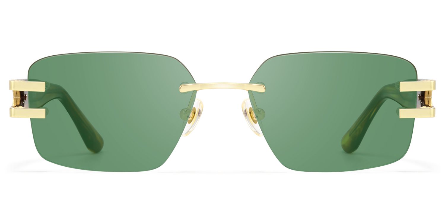 Aurum - Rimless Gold Tortoise Dark Green Shades by Vooglam Product Details 1