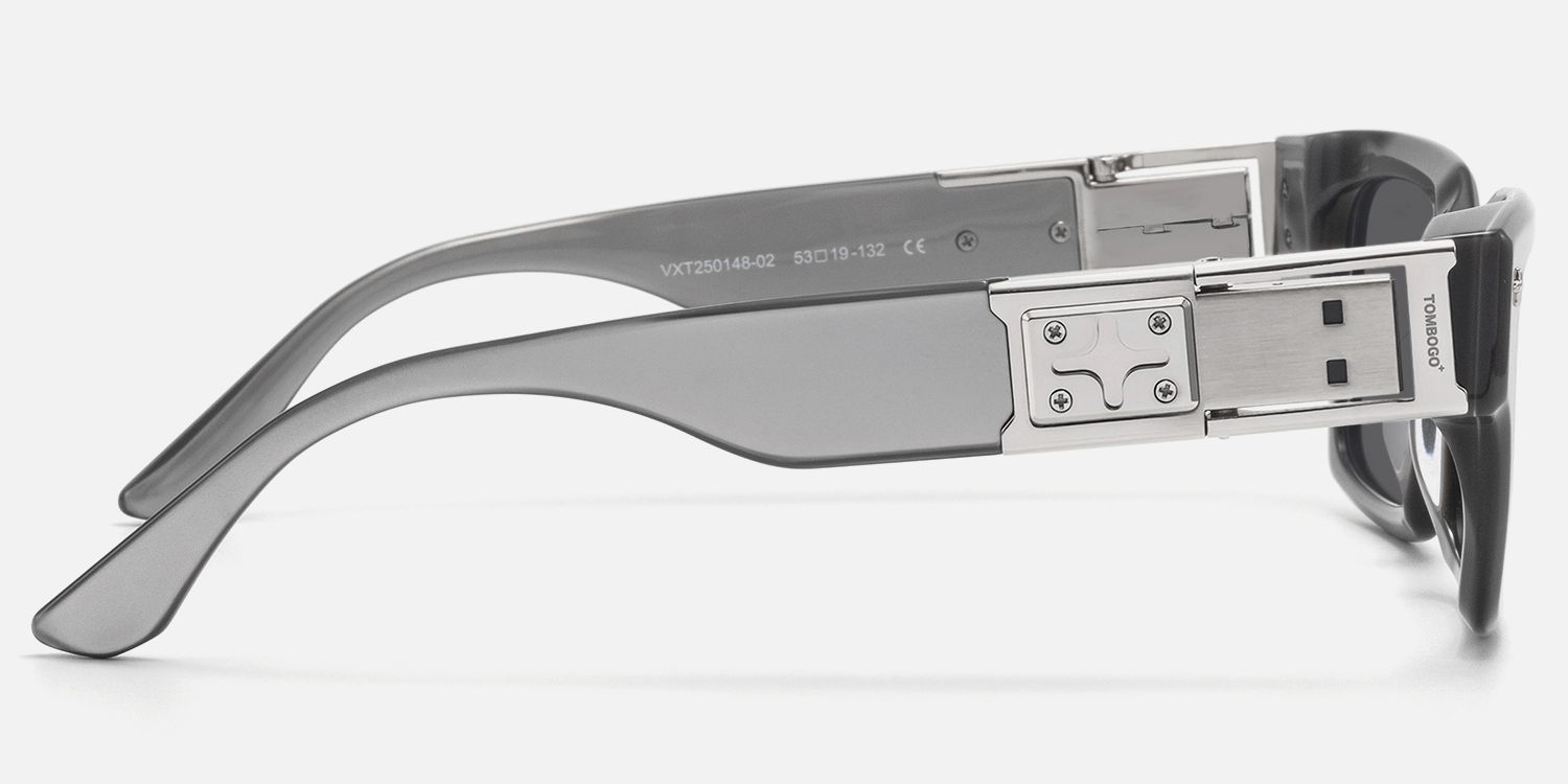 The Programmer - Bold Silver USB Sunglasses by Vooglam - Side View