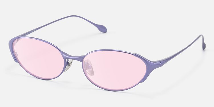 Ebisu - Purple Oval Rave Sunglasses with Pink Lens by Vooglam