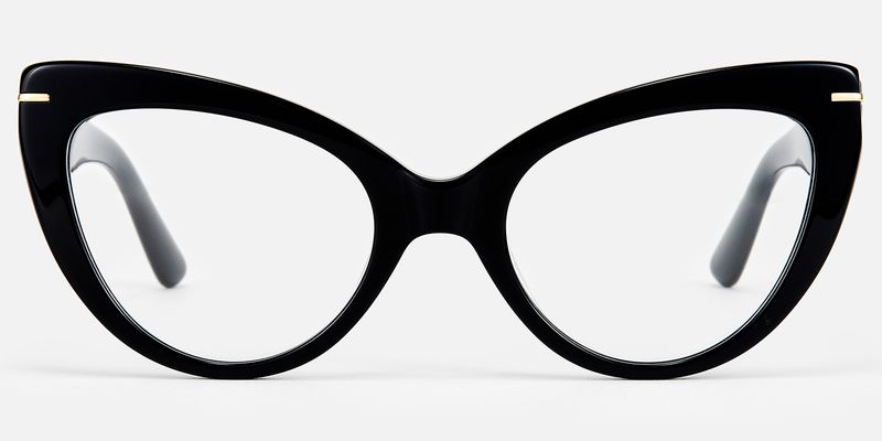 Veromca-Classic Black Acetate Rounded Cateye Glasses by Vooglam