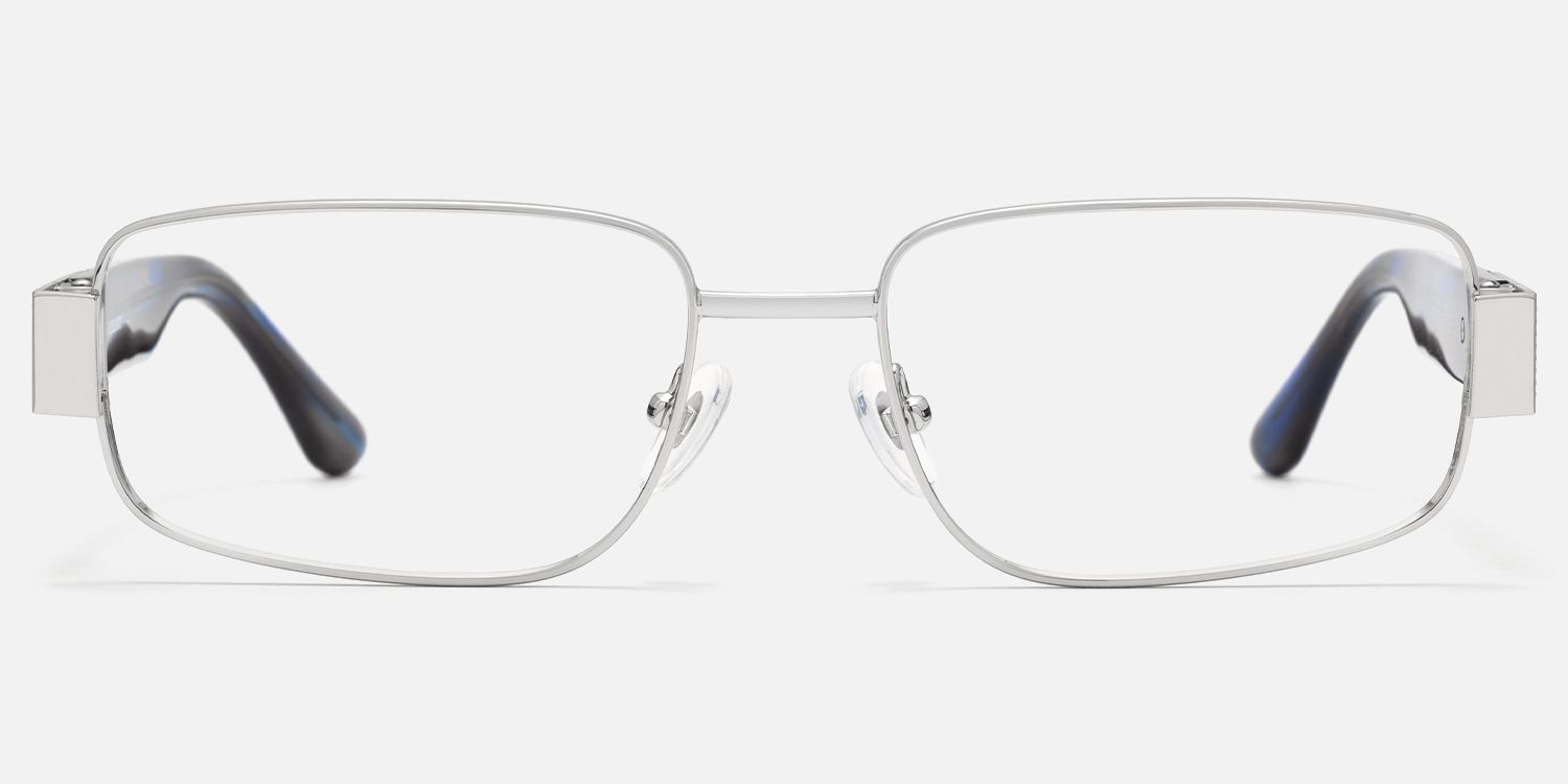 Cypher - Rectangle Silver Eyeglasses by Vooglam - Angle View