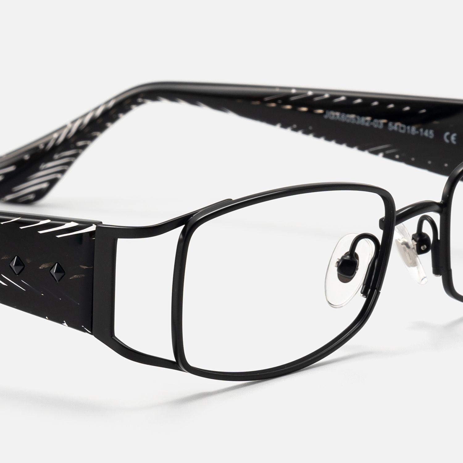 Wren-Cool All Black Narrow Rectangle Metal Glasses by Vooglam - Design Details
