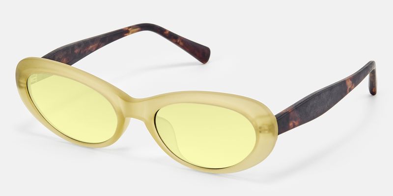 Phantom - Oval Yellow Sunglasses | Vooglam