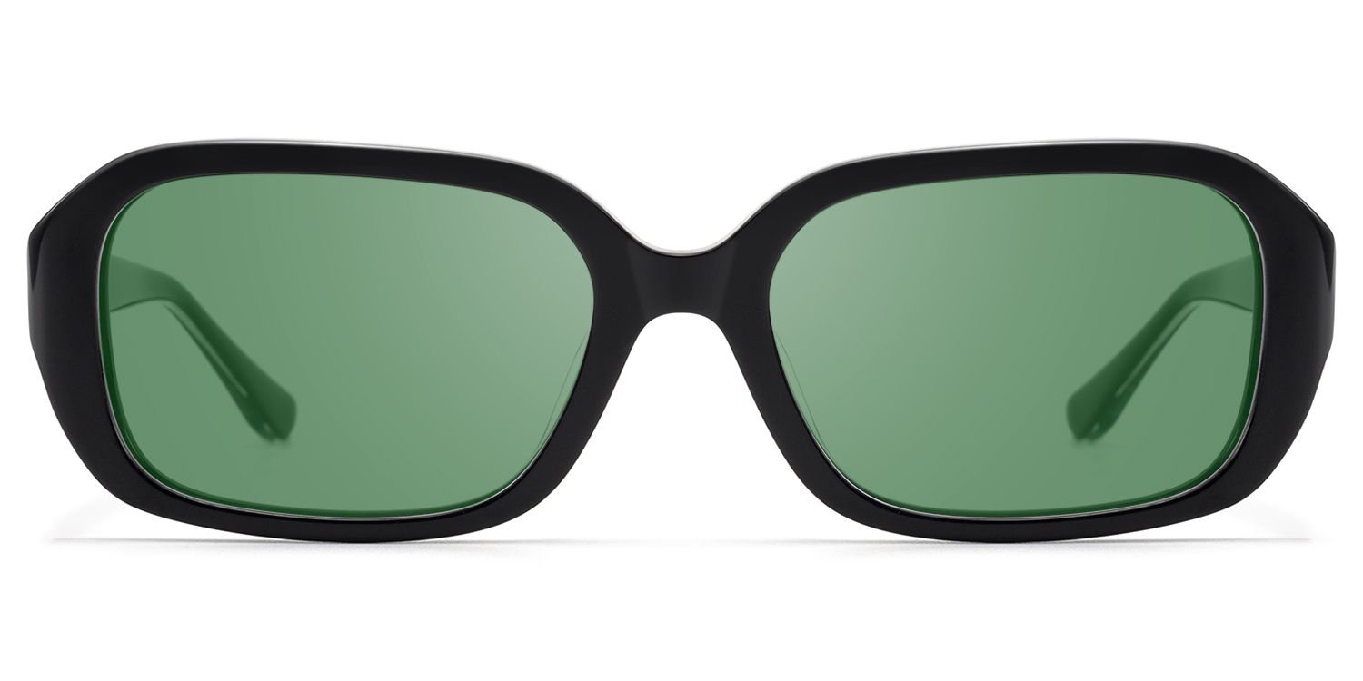 Mies - Industrial Black Green Tinted Sunglasses by Vooglam Product Details 1