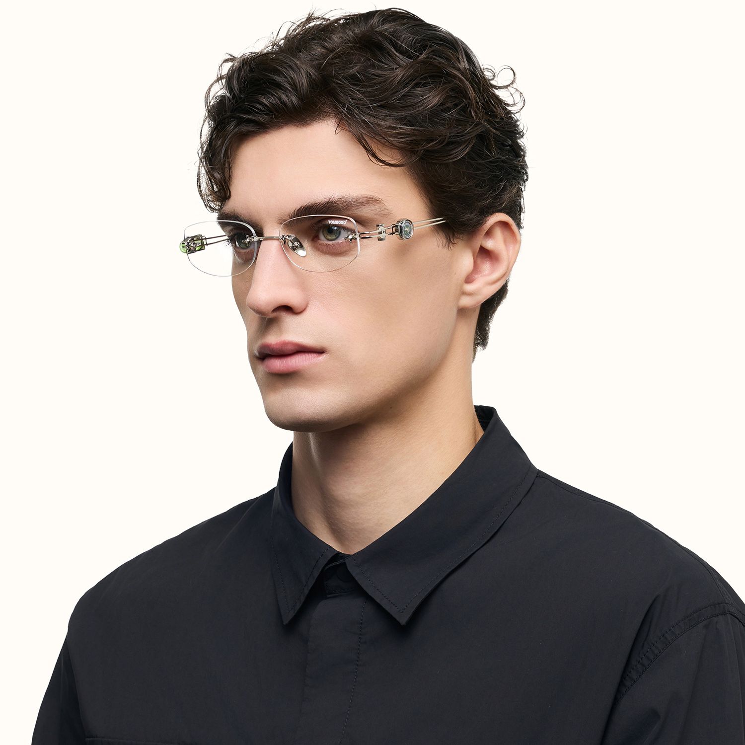 The Utilitarian - Silver Rimless Compass Glasses by Vooglam - Image 6