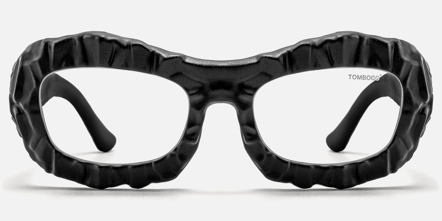 The Geologist - Bold Black Stone Texture Glasses by Vooglam - Angle View