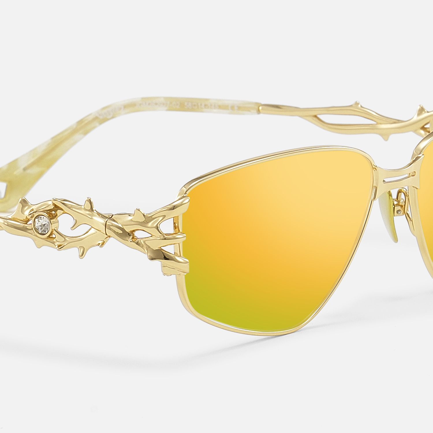 Spine - Gold Metal Thorn Deco Gradient Sunglasses by Vooglam - Design Details