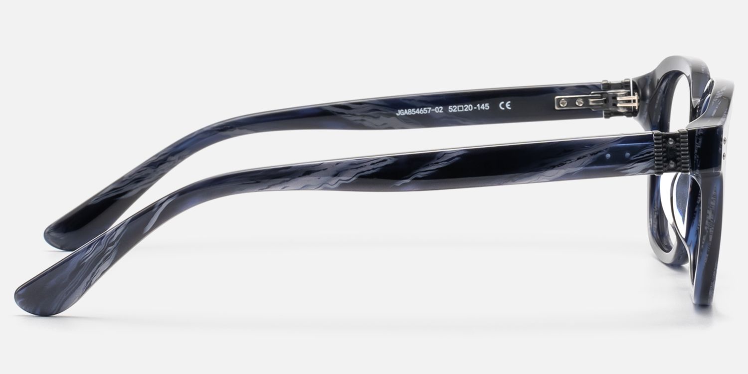 Rainier - Dark Blue Horn Zipper Square Glasses by Vooglam - Side View