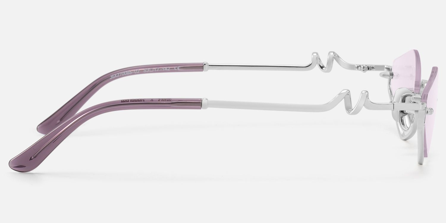 Niseko - Silver Octagon Light Tint Half Rim Shades by Vooglam - Side View