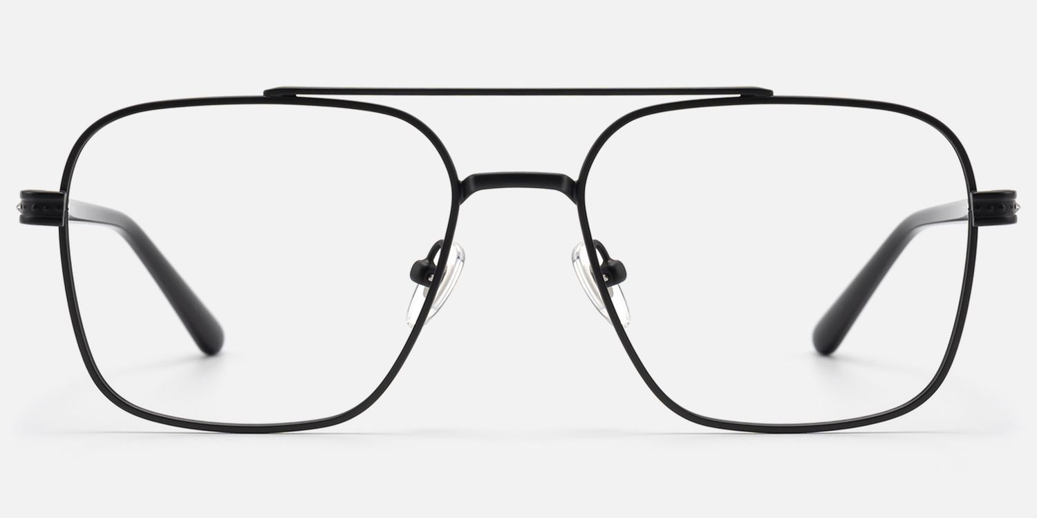 Kovar - Matte Black Monochrome Wire Aviator by Vooglam - Angle View