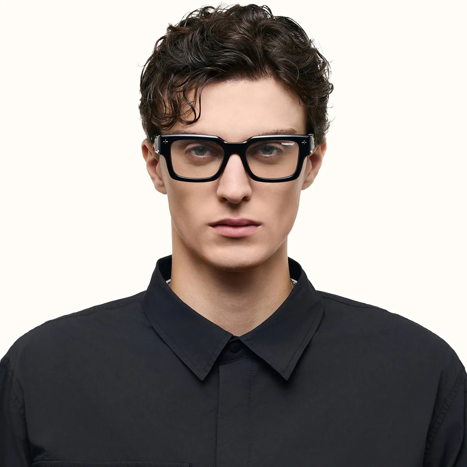 model wearing Alvira - Aviator Crystal/Gold Eyeglasses 2