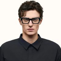 Fredia - Square White Eyeglasses | Vooglam On Model 2