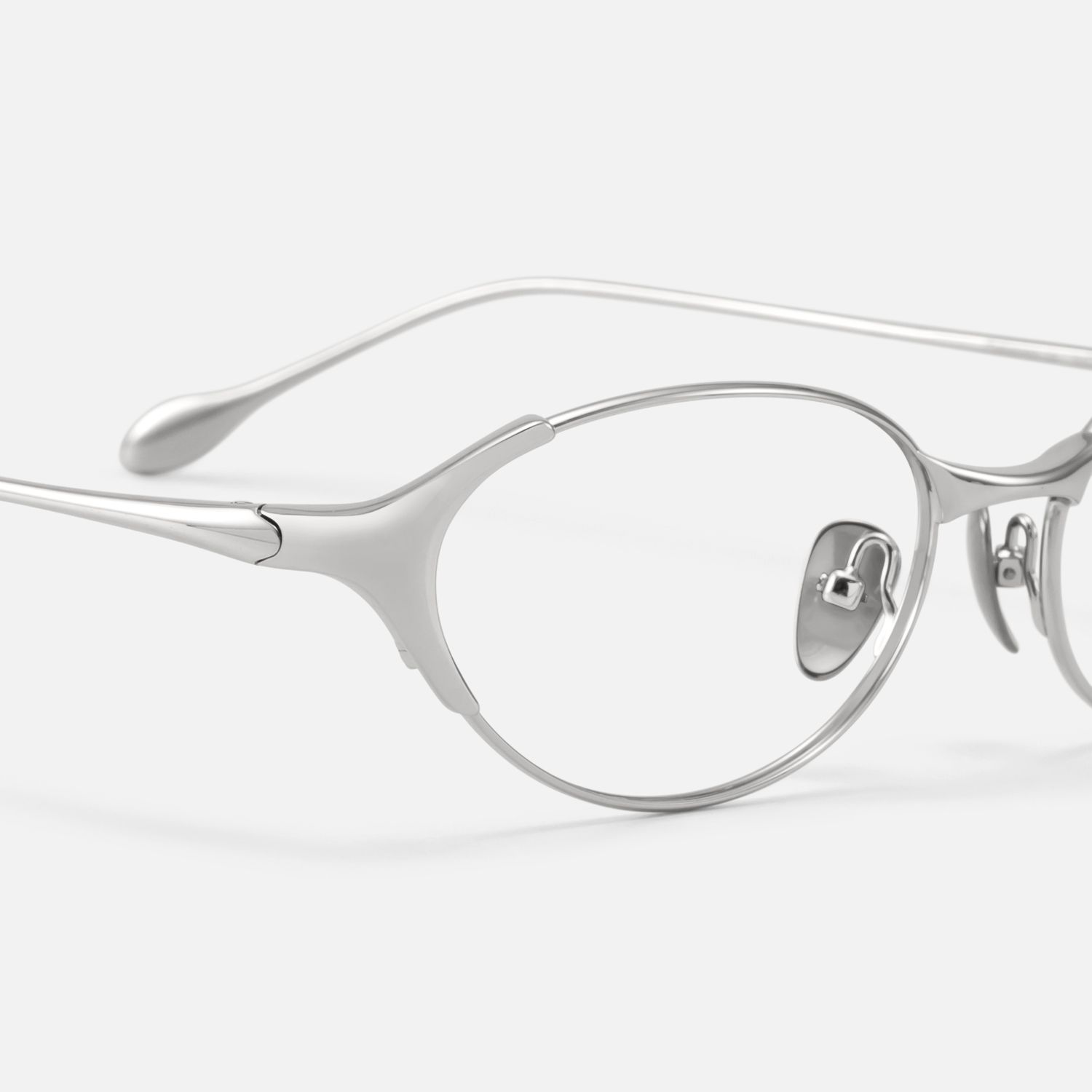 Ebisu - Thin Rimmed Silver Oval Minimalist Glasses by Vooglam - Design Details