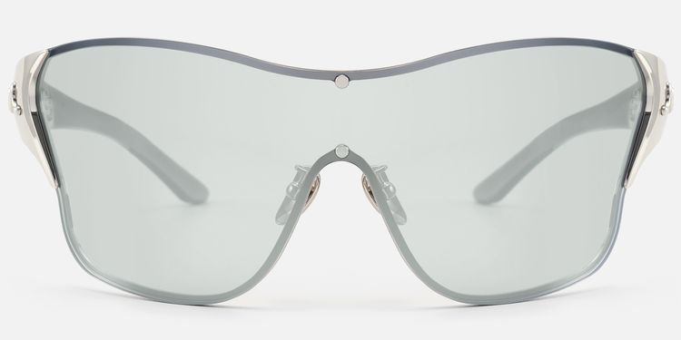 Suzuka - One Piece Shiny Silver Shield Sunglasses by Vooglam