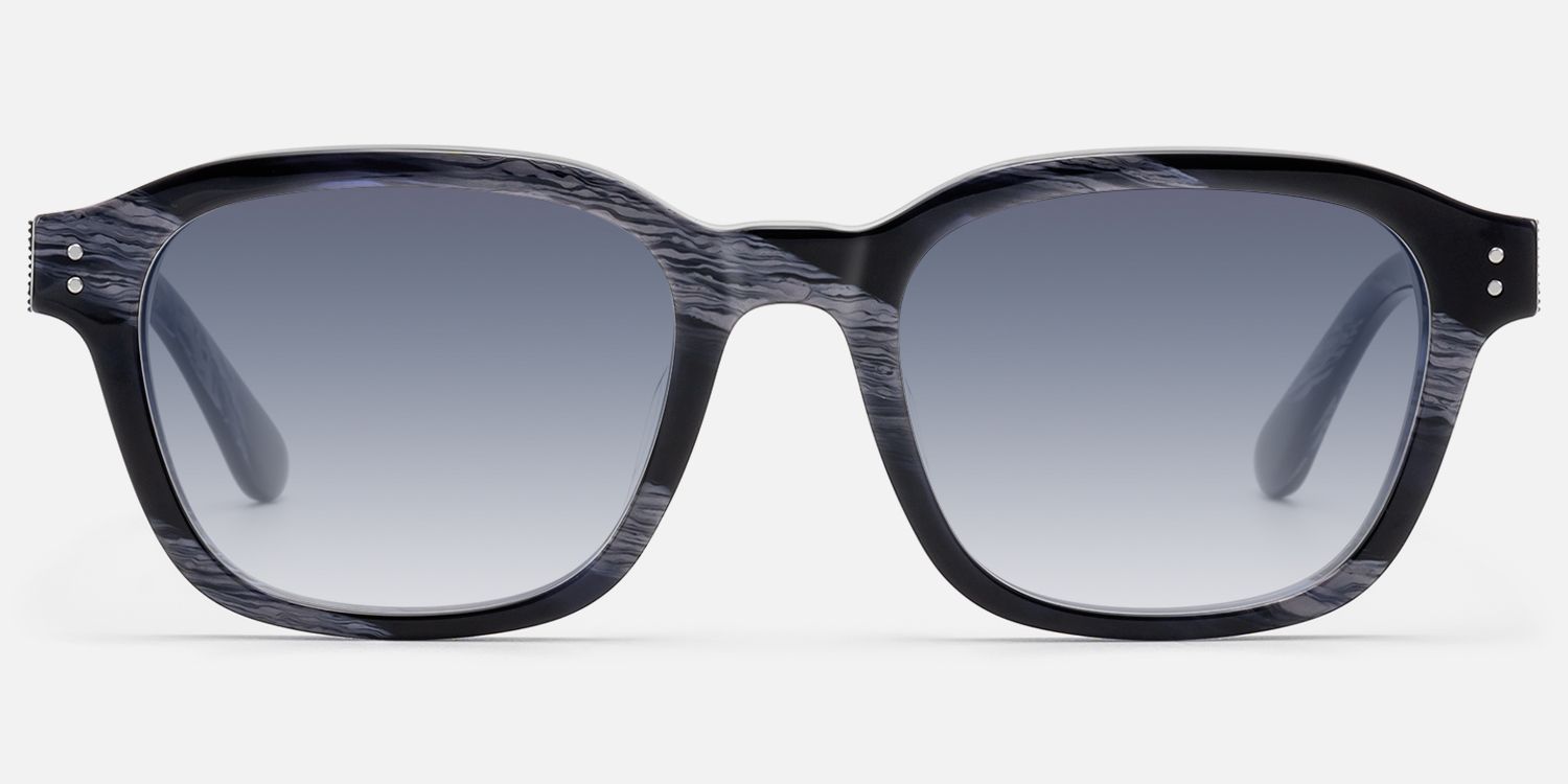 Rainier - Dark Blue Horn Gradient Lens Shades by Vooglam - Angle View