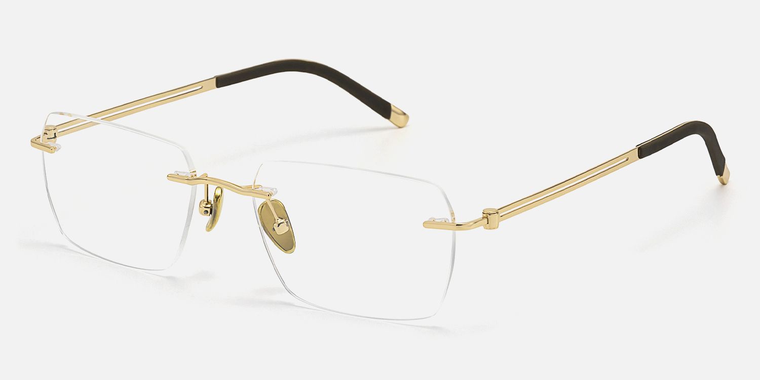 Glaze - Rectangle Gold Eyeglasses by Vooglam - Front View