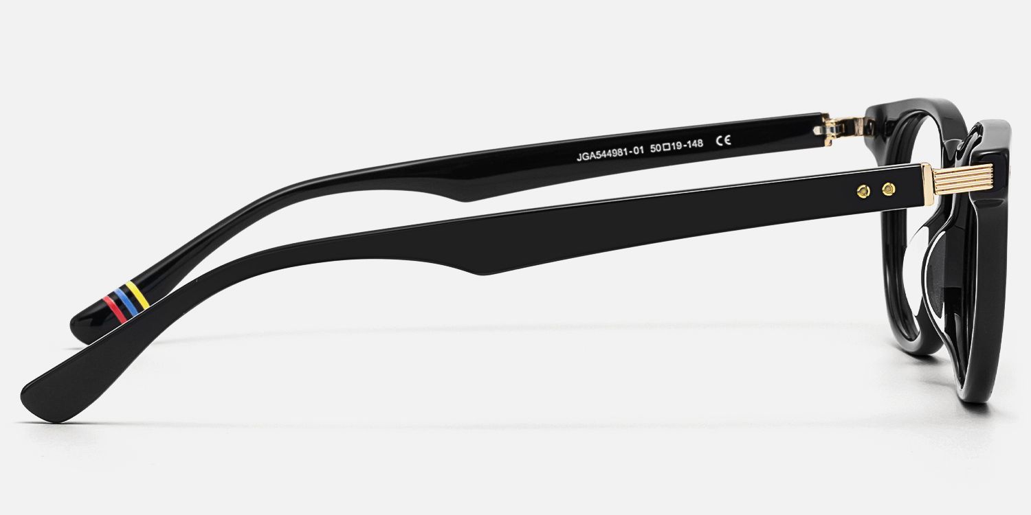 Vintel - Rectangle Black Eyeglasses by Vooglam - Side View