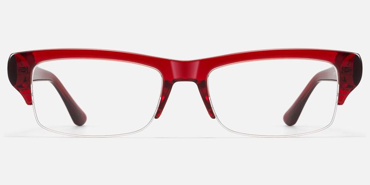 Kairo - Red Semi Rimless Acetate Glasses by Vooglam