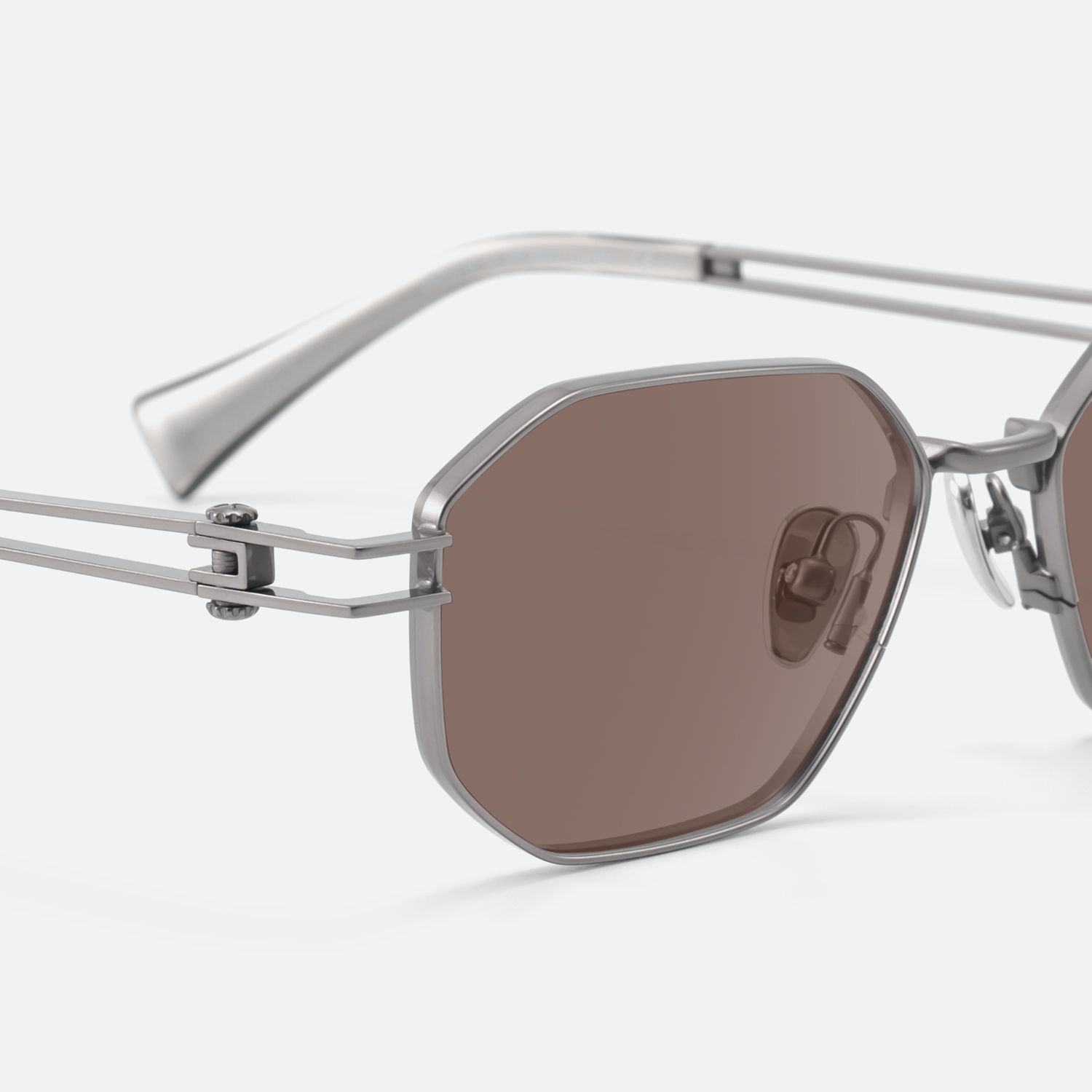 Loos - Pearl Gray Double Wire Sunglasses by Vooglam - Design Details