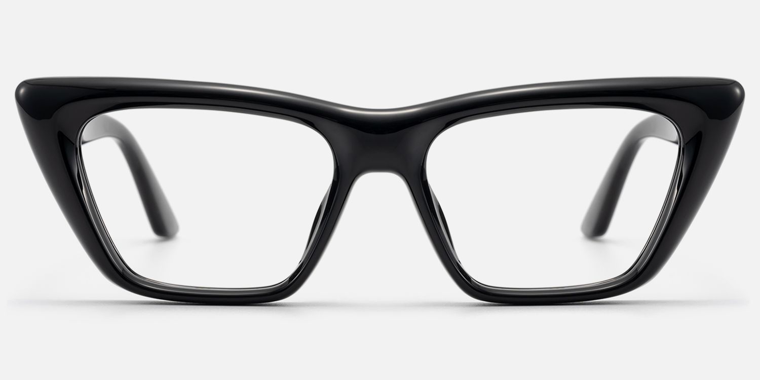 Meguro - Inflated Black Cat Eye Rx Glasses by Vooglam - Angle View