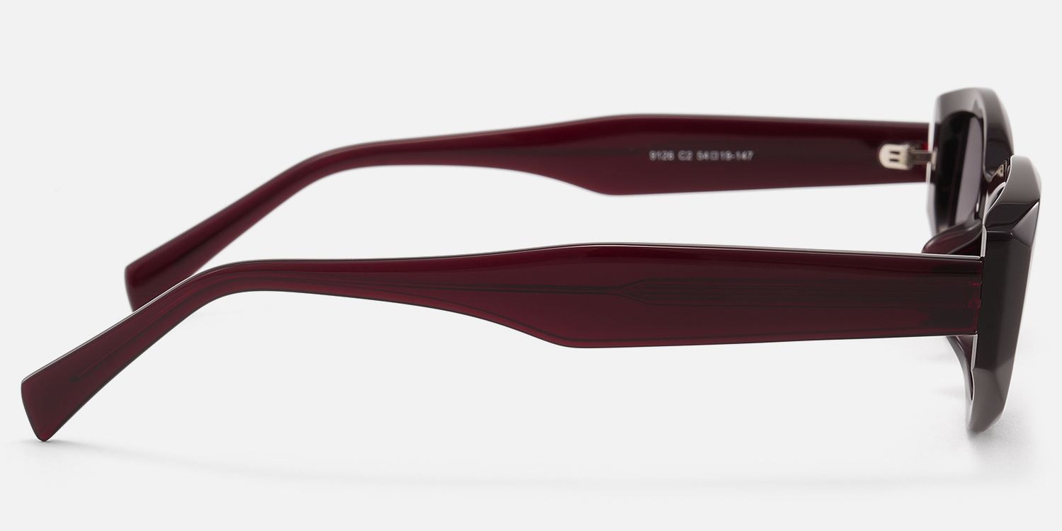 Vesper - Dark Red Geometric TR90 Sunglasses by Vooglam - Side View