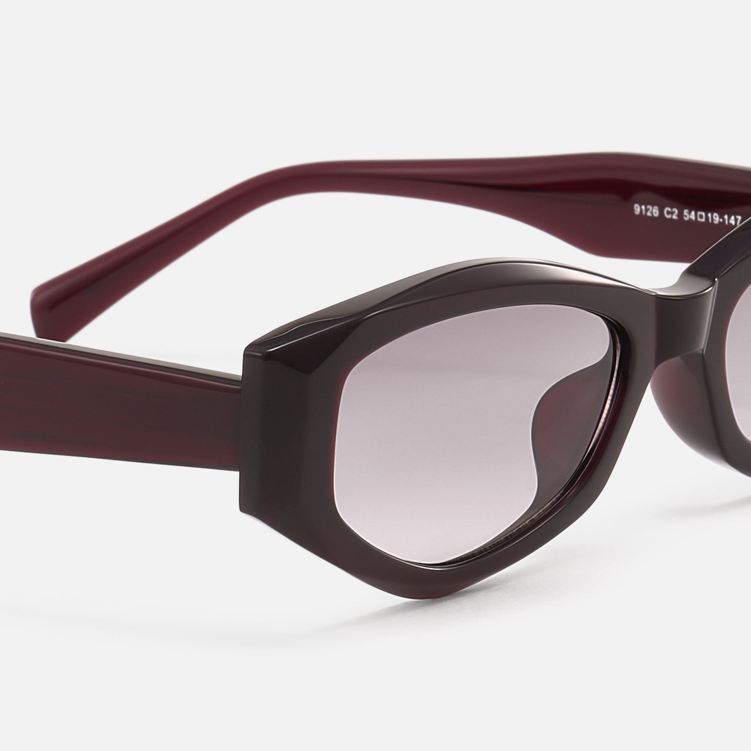 Vesper - Dark Red Geometric TR90 Sunglasses by Vooglam - Design Details