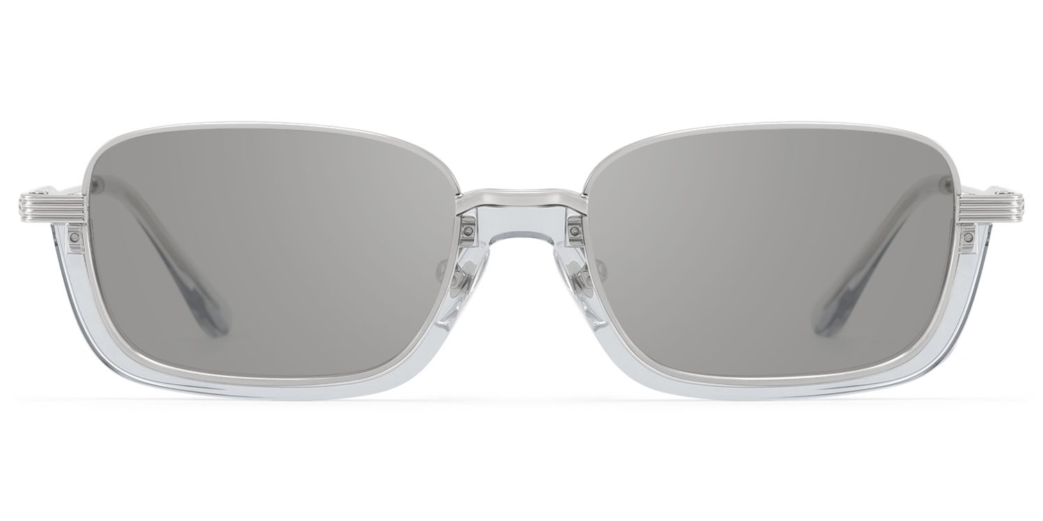 Basel - Oversized Silver Clear Gray Sunglasses by Vooglam Product Details 1