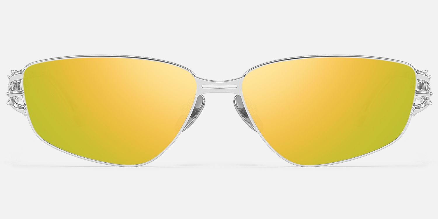 Spine - Silver Spine Deco Yellow Mirrored Shades by Vooglam - Angle View