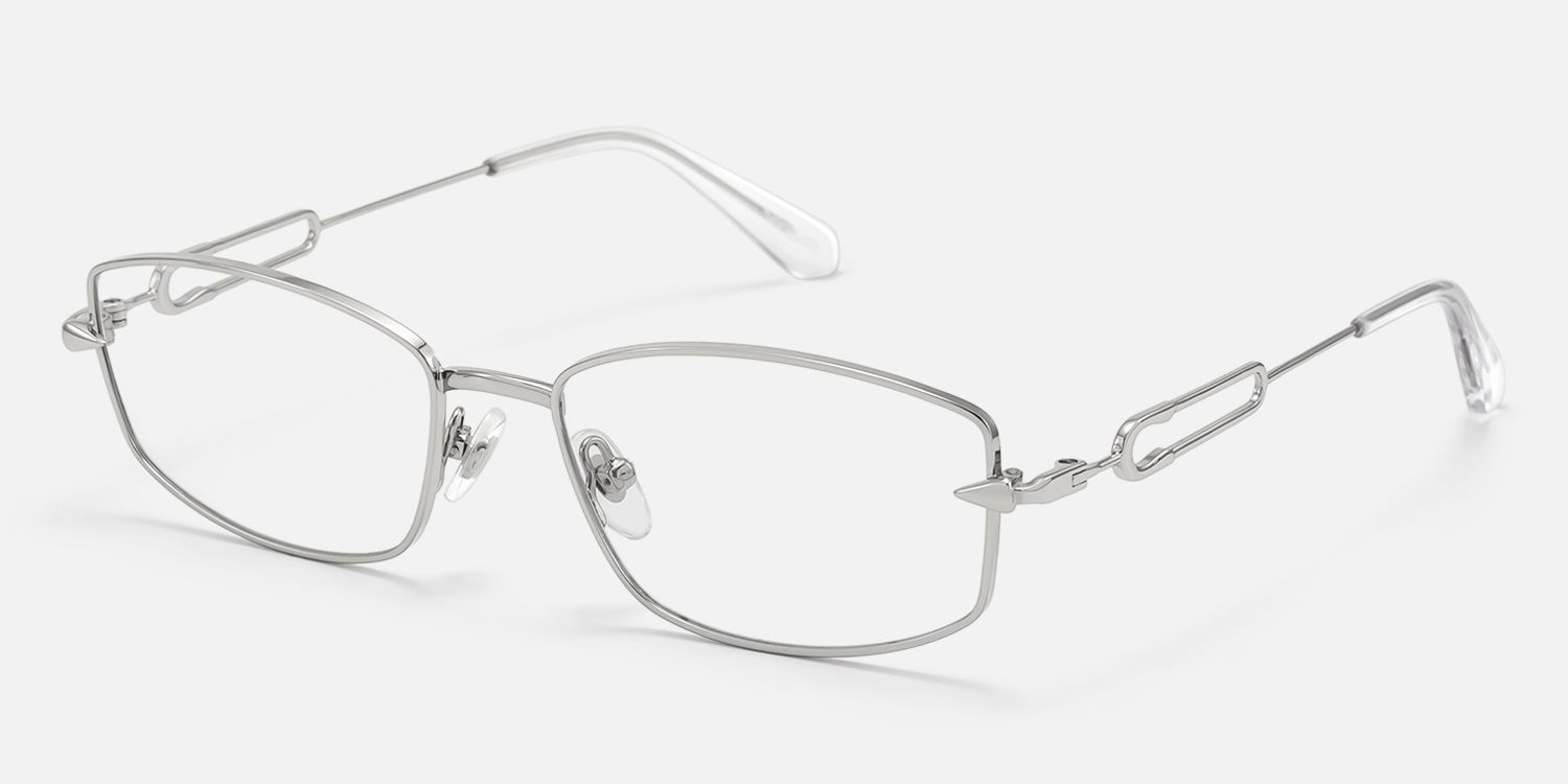 Bladework - Silver Thin Metal Narrow Glasses by Vooglam - Front View
