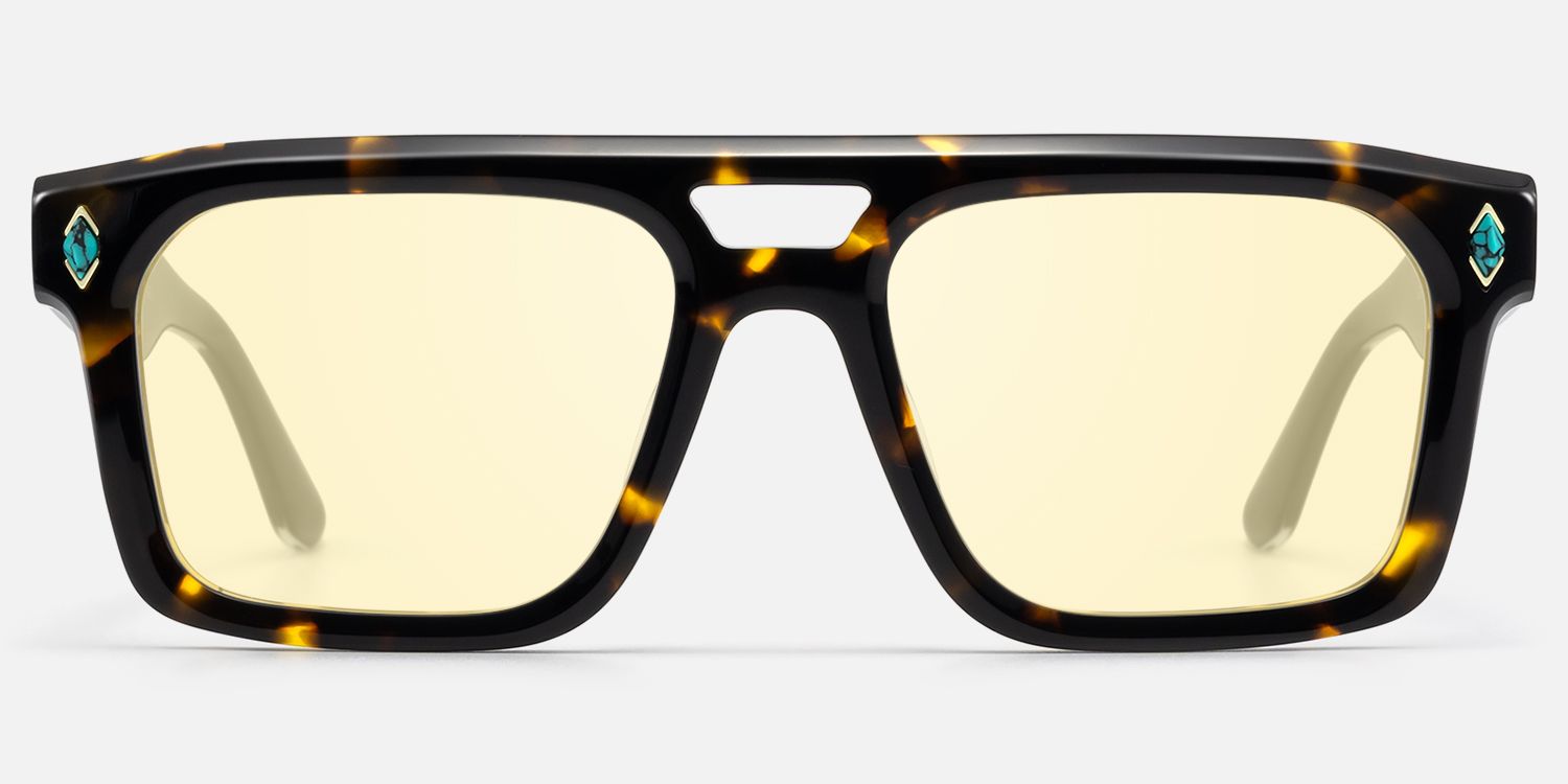 Bastion - Yellow Tint Tortoise Sunglasses by Vooglam - Angle View