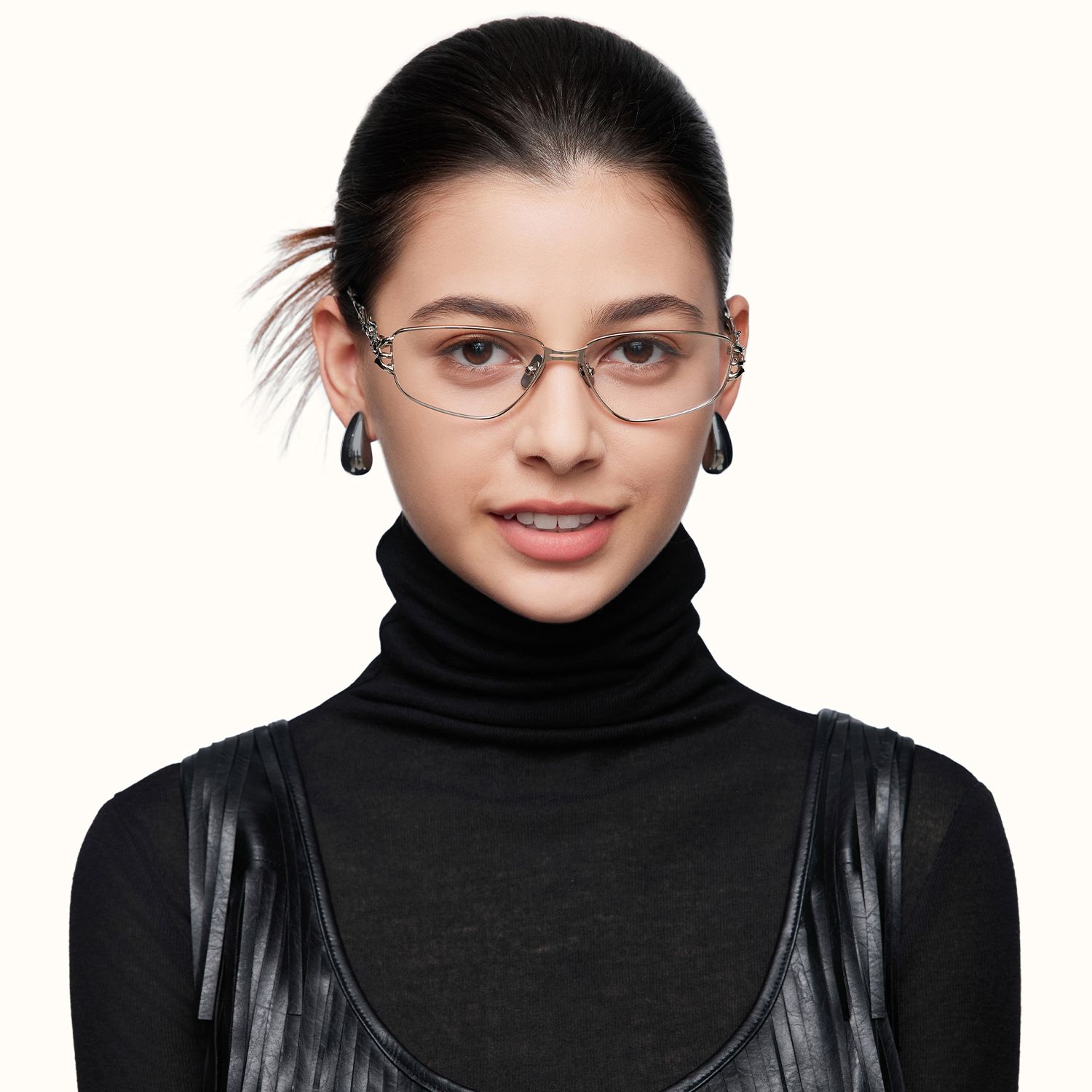 Spine - Silver Spine Deco Gothic Eyewear by Vooglam - On Model