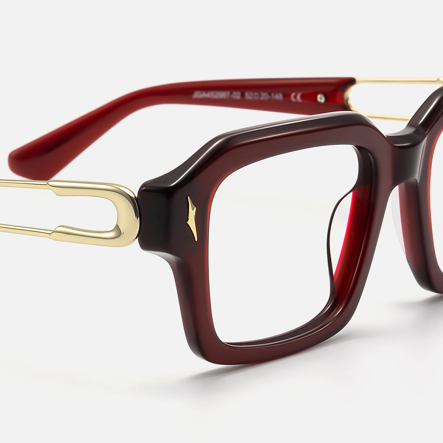 Blindspot - Transparent Red Safety Pin Glasses by Vooglam - Design Details