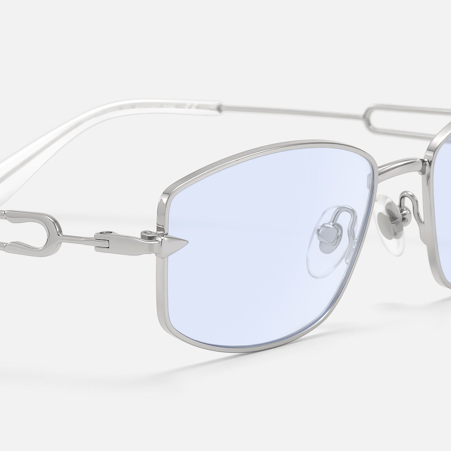 Bladework - Light Blue Tint Narrow Sunglasses by Vooglam - Design Details