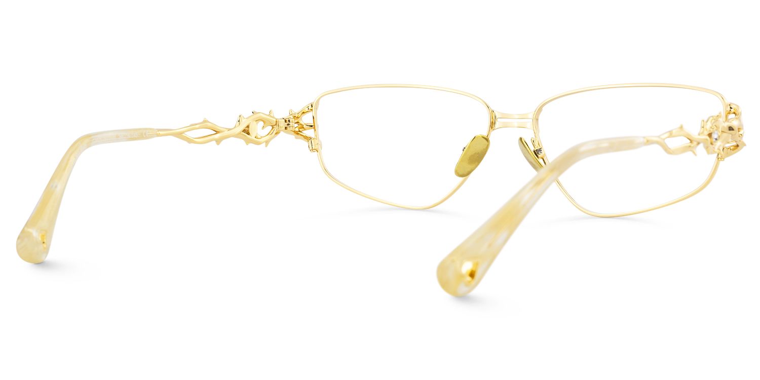 Lizzy - Geometric Gold Eyeglasses | Vooglam Side View