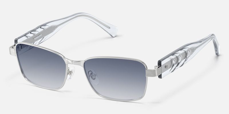 Toyo - Silver Exposed Metal Pin Sunglasses by Vooglam