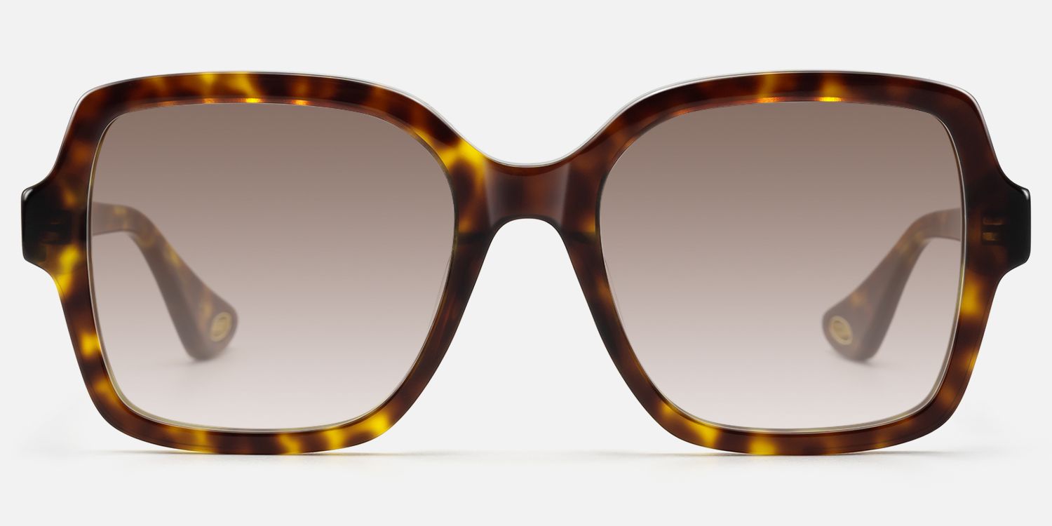 Meridian - Square Tortoise Acetate Sunglasses by Vooglam - Angle View