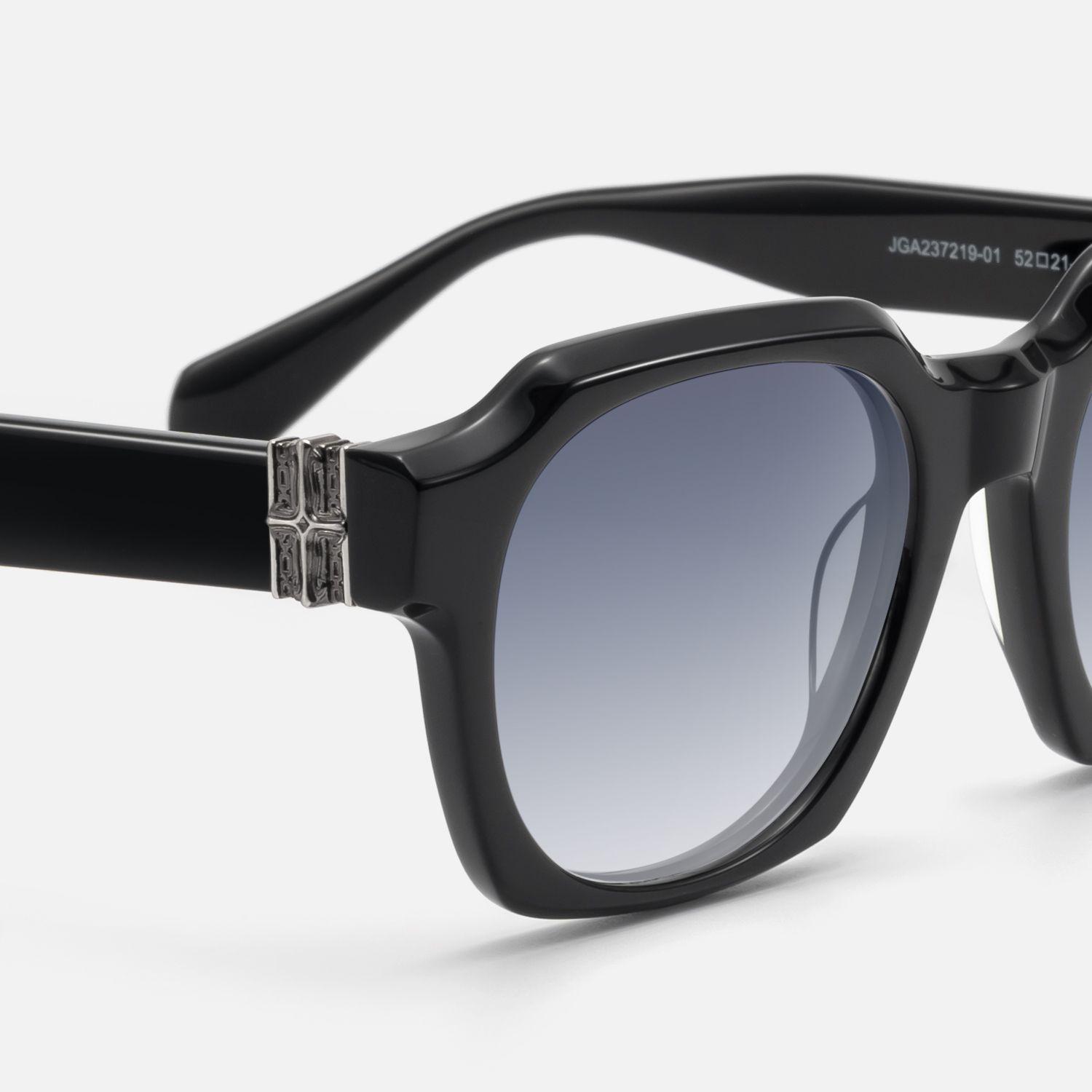 Vernon - Glossy Black Gradient Gray Sunglasses by Vooglam - Design Details