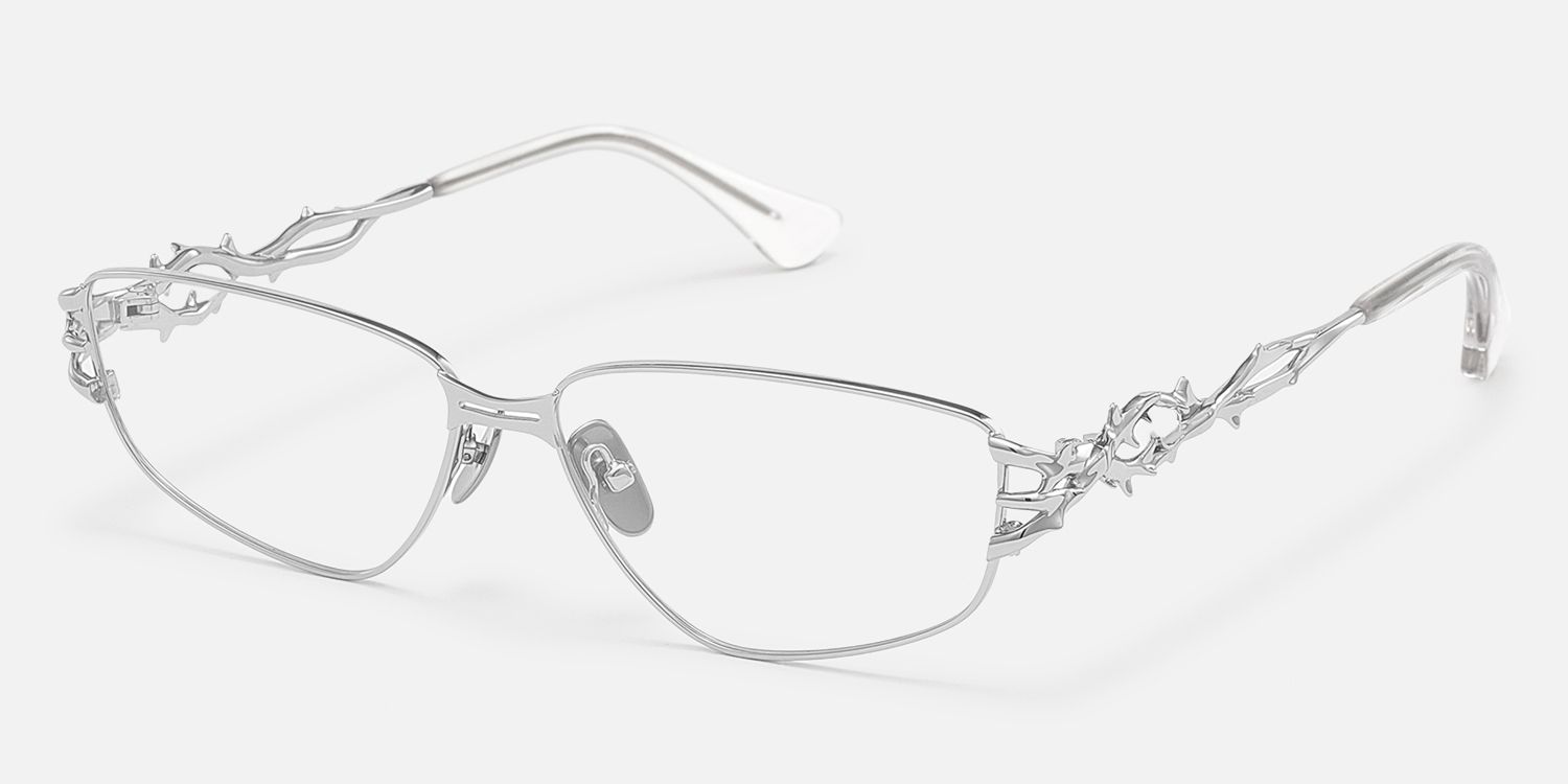 Spine - Silver Spine Deco Gothic Eyewear by Vooglam - Front View