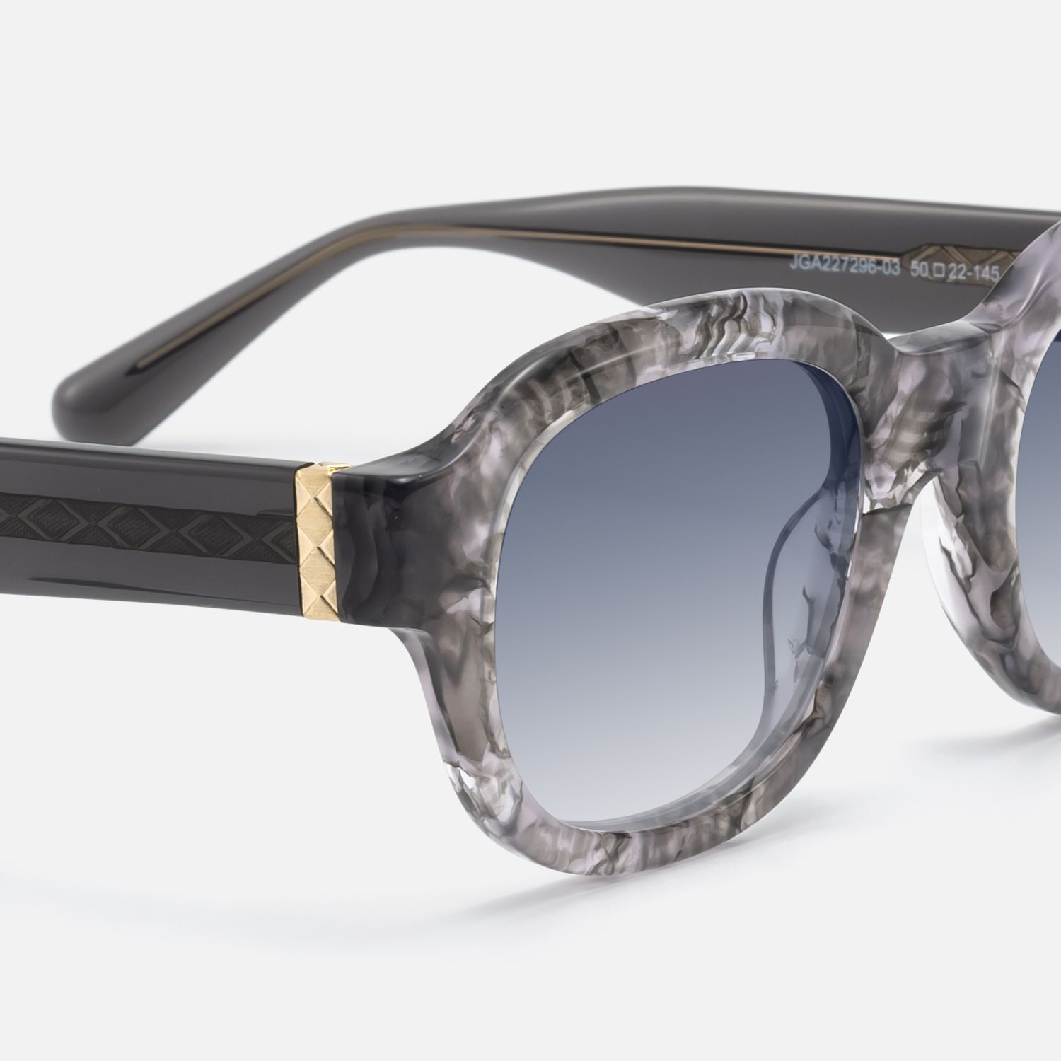 Eerie - Retro Gray Tinted Marbled Round Shades by Vooglam - Design Details