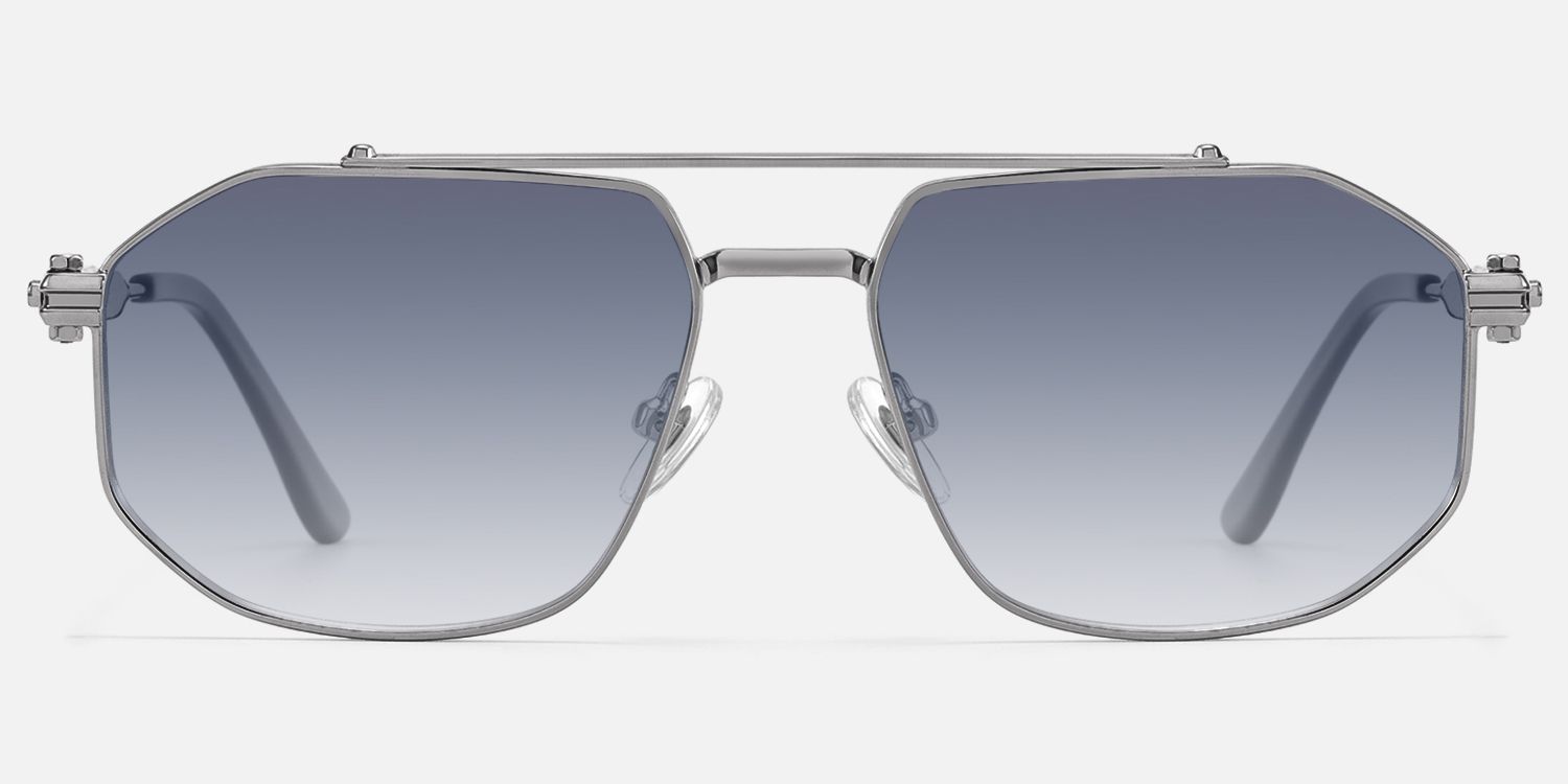 Ando - Light Gunmetal Gradient Gray Sunglasses by Vooglam - Angle View