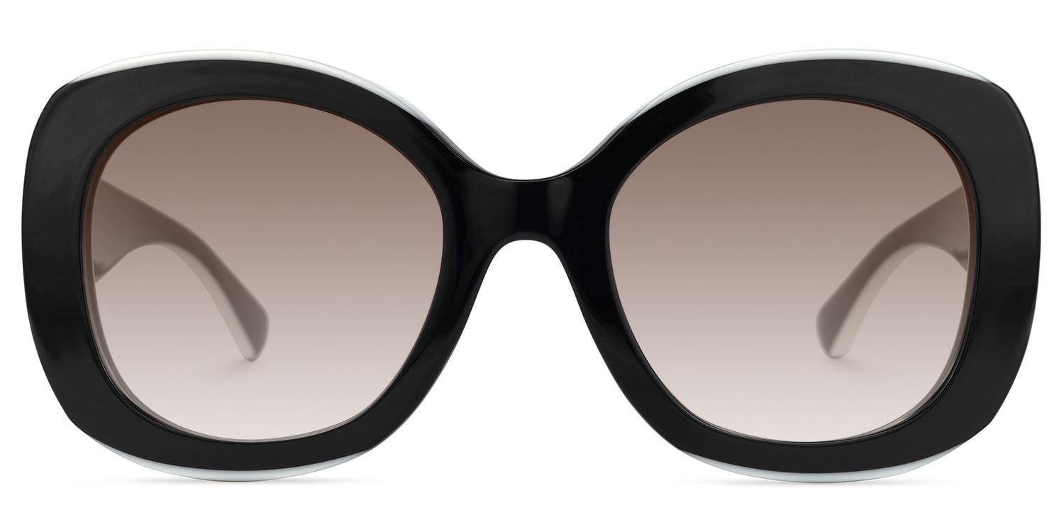 Athina - Large Black White Round Brown Lens Shades by Vooglam Product Details 1