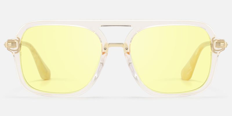 Marfa - Transparent Aviator Yellow Lens Glasses by Vooglam